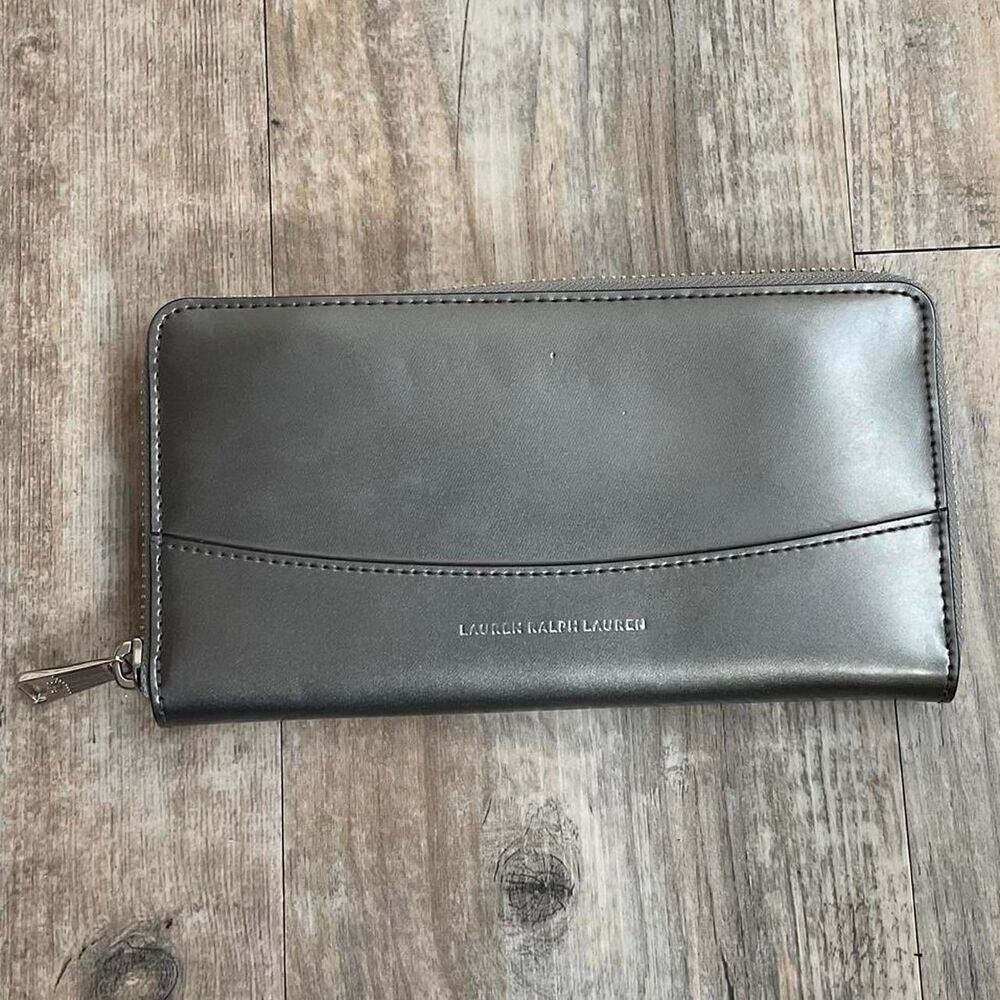 Ralph Lauren Wallet Large Zip Around With Tags Women's Silver Card Holder